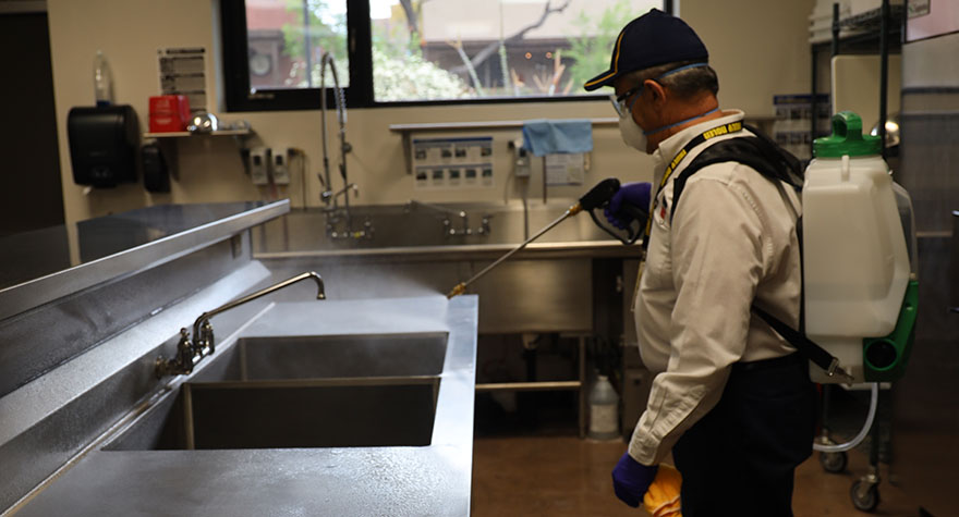 Sanitizing an Industrial Sink