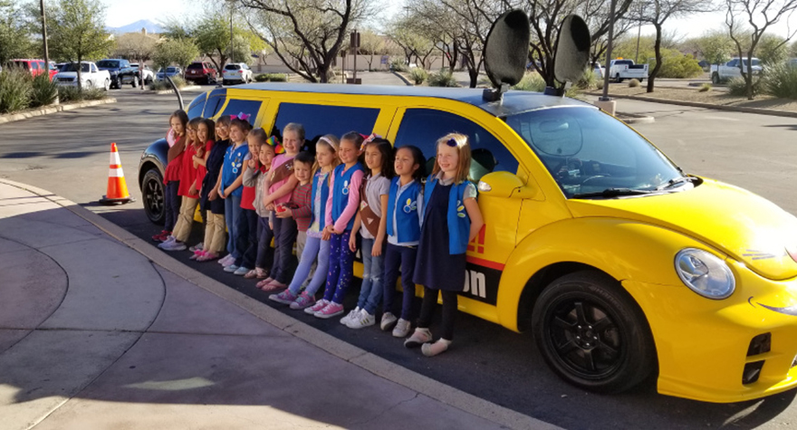 Girl Scouts with Limo