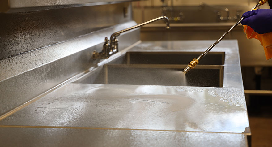 Sanitizing an Industrial Sink